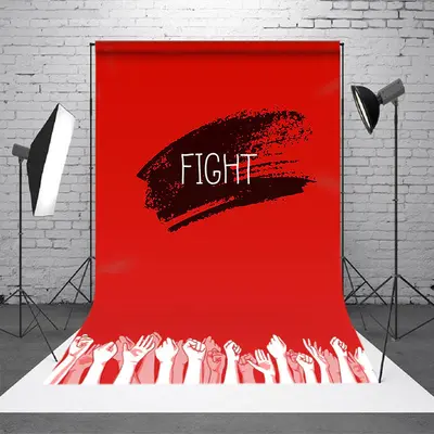 Red Black Fight Clenched Fist Positive Backdrop