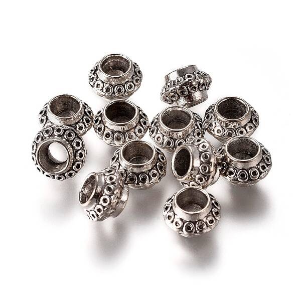 Large Hole Rondelle Tibetan Style Alloy European Beads