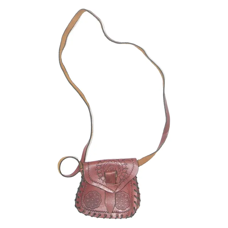 Womens Shoulder Bag Red Leather 90s