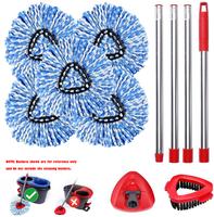 Spin Mop Head and Brush Replacement Compatible with O Cedar EasyWring 2-Tank System, 5 Mop Replace Heads, 1 Mop Scrub Brush a...