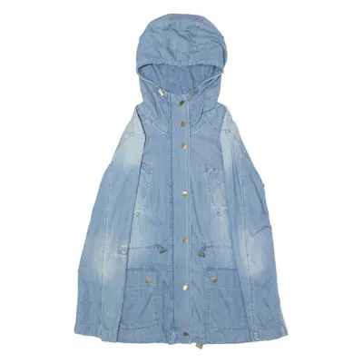 MICHAEL KORS Womens Parka Jacket Blue Hooded S