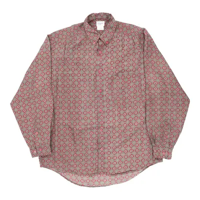 Benetton Patterned Shirt - Large Red Silk | Size: large