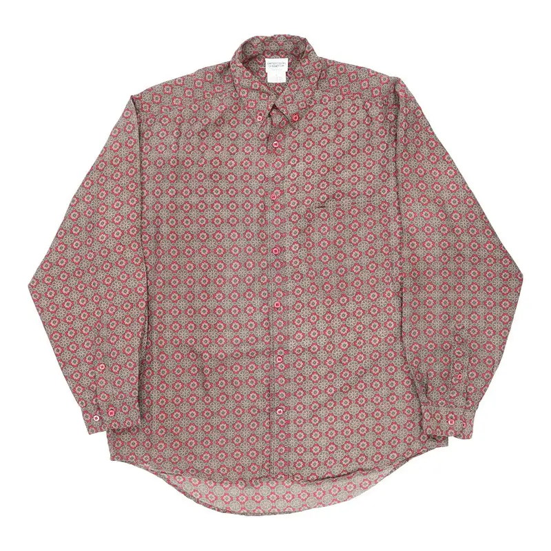 Benetton Patterned Shirt - Large Red Silk | Size: large