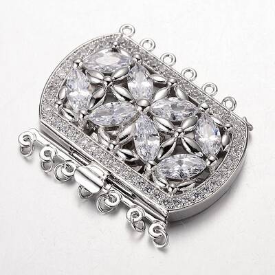 Brass Cubic Zirconia Box Clasps