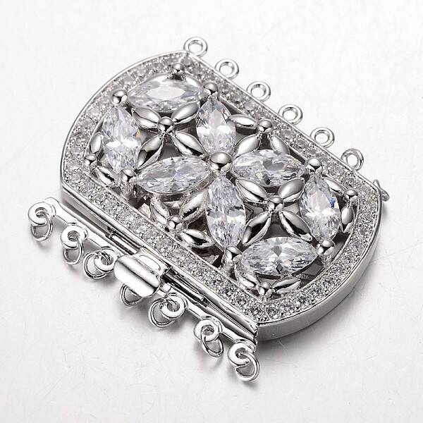 Brass Cubic Zirconia Box Clasps