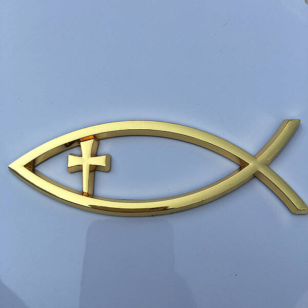 Waterproof 3D Jesus Fish ABS Plastic Self Adhesive Sticker
