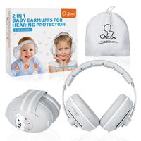 Orzbow 2-in-1 Baby Ear Protection for Babies 1 to 48 Months with Noise Cancelling, Non-Slip Band, and Cute Bear Design in Gra...