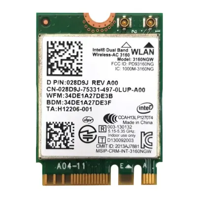 28D9J Dell WiFi Card Wireless-AC 3160 Mini PCI-E 802.11ac/a/b/g/n M.2 Bluetooth
