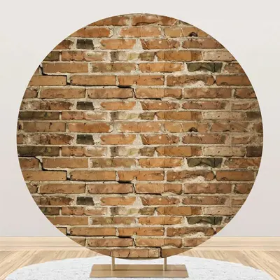 Round Retro Faded Brown Brick Wall Party Backdrop - Aperturee