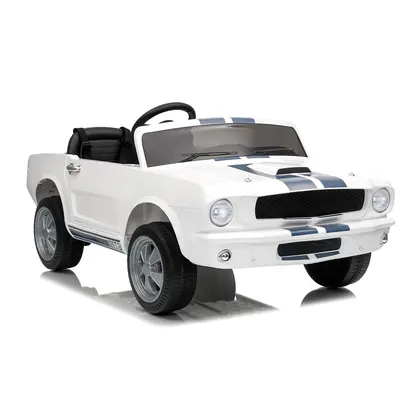 Garvee 24V 2 Seater Ride On Electric Car Shelby GT350 with Remote Control, Safety Belt, LED Lights, 2 Speeds, White - Kids Ou...