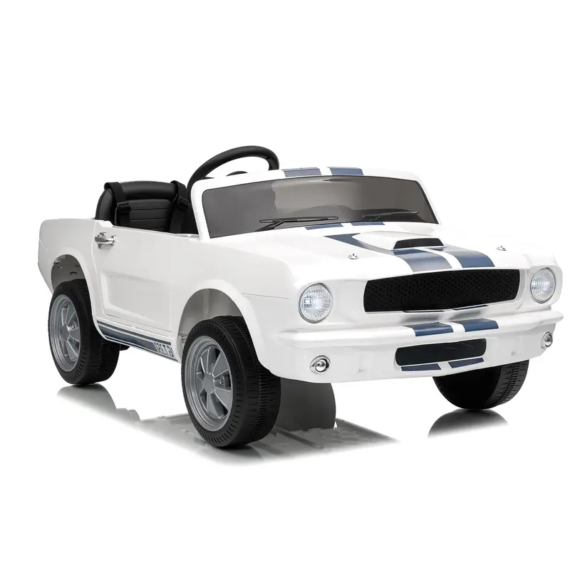 Garvee 24V 2 Seater Ride On Electric Car Shelby GT350 with Remote Control, Safety Belt, LED Lights, 2 Speeds, White - Kids Ou...