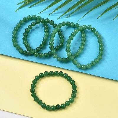 Natural Malaysia Jade(Dyed) Bead Stretch Bracelets