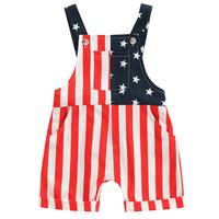 Toddler Boy Girl Overalls Fourth of July American Flag Overalls Shorts Kids Summer Suspender Jumpsuit Romper 4th of July Outf...