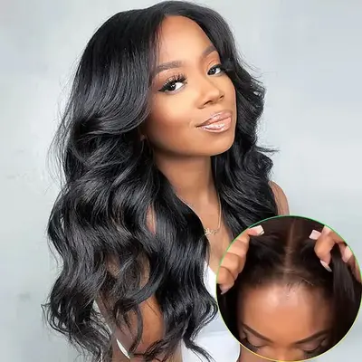 6x4 Body Wave Glueless Wig Human Hair Pre Plucked Pre Cut Glueless Lace Front Wig Ready to Wear 4x6 Body Wave Closure Wig Hum...