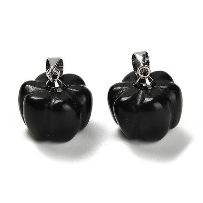 Natural Obsidian Pumpkin Charms