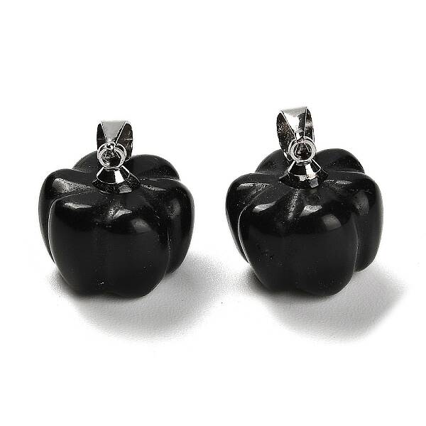 Natural Obsidian Pumpkin Charms