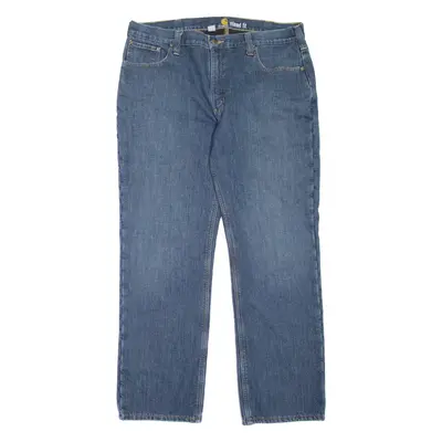 CARHARTT Fleece Lined Workwear Mens Jeans Blue Relaxed Straight W38 L32