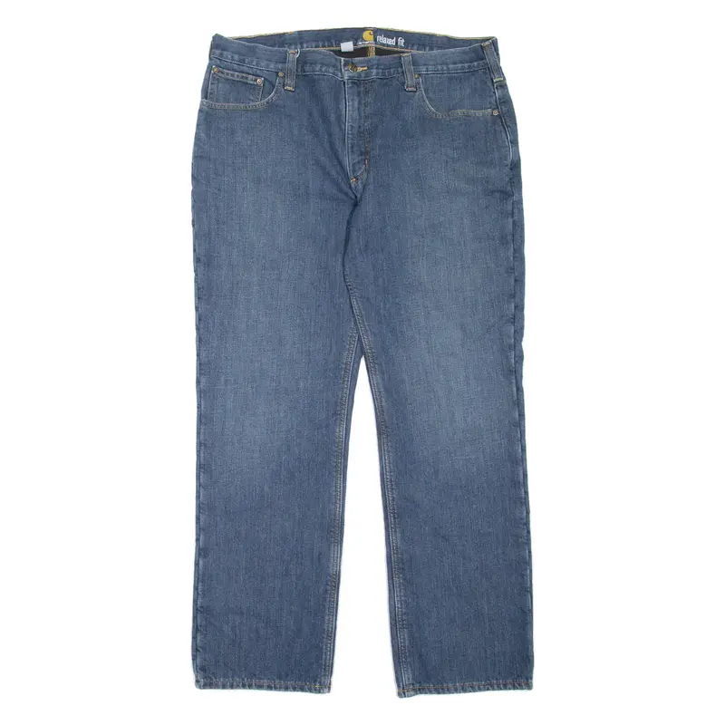 CARHARTT Fleece Lined Workwear Mens Jeans Blue Relaxed Straight W38 L32
