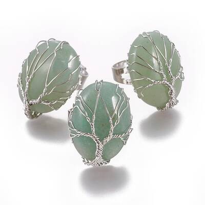 Adjustable Natural Green Aventurine Finger Rings