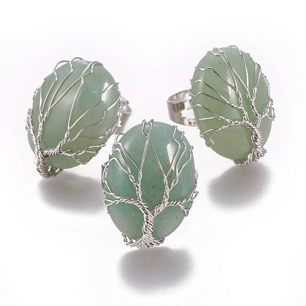 Adjustable Natural Green Aventurine Finger Rings