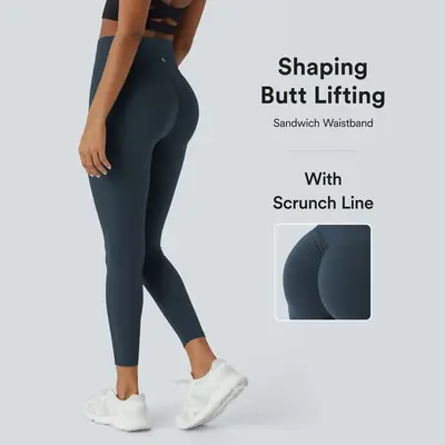 Halara Women's UltraSculpt SoCinched High Waisted Scrunch Butt Lifting Tummy Control Side Pocket Training Leggings No Front C...