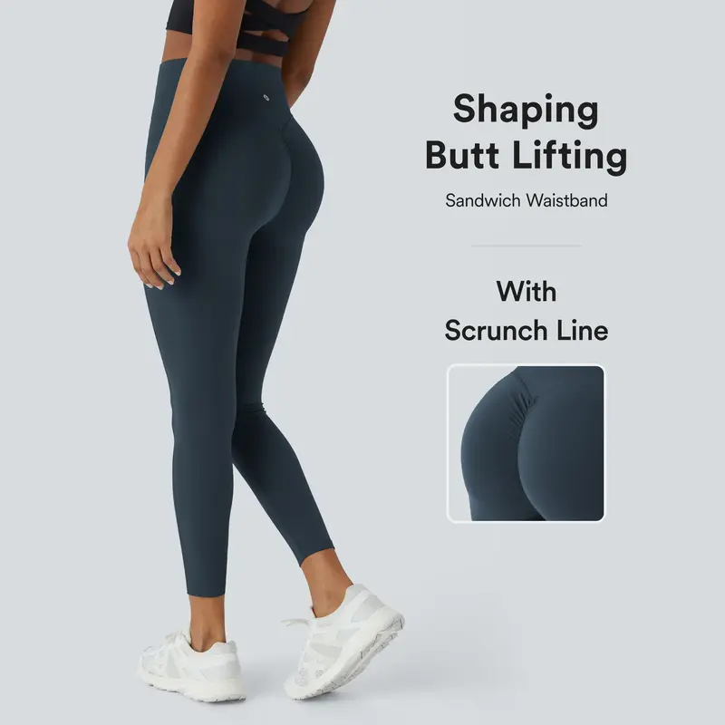 Halara Women's UltraSculpt SoCinched High Waisted Scrunch Butt Lifting Tummy Control Side Pocket Training Leggings No Front C...