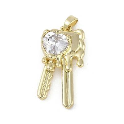 Brass Micro Pave Clear Cubic Zirconia Pendants