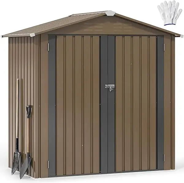 YITAHOME 6x4ft Metal Outdoor Storage Shed, Waterproof Tool Shed Heavy-Duty Storage Unit with Lockable Door and Vents, Ideal f...