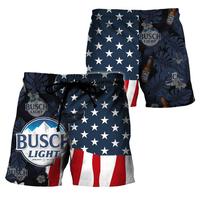 USA Tropical Flag Busch Light Hawaiian Shorts, Aloha Short, Trendy Gift For Men Dad Friend, Summer Shorts, Beach Shorts