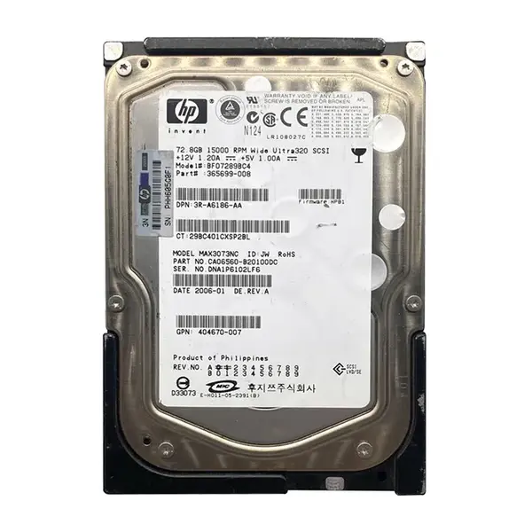 365699-008 HP 72.8GB Ultra-320 SCSI 15000 3.5-inch Hard Drive