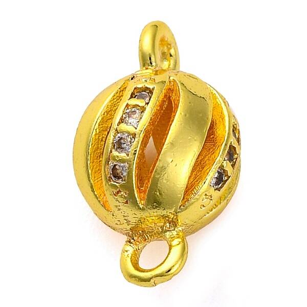 Brass Micro Pave Clear Cubic Zirconia Connector Charms