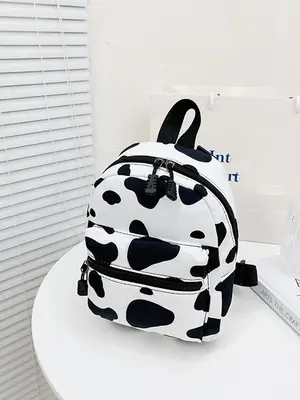 Women's Cute Cow Print Backpack,  Trendy Novelty Mini Backpack, Chic Funny Backpack for Daily & School Use for Women & Girls