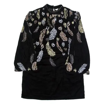 MONSOON Flare Sleeve Womens Shift Dress Black Velvet Knee Length UK 14