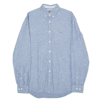 TOMMY HILFIGER Mens Shirt Blue Diamond Long Sleeve S