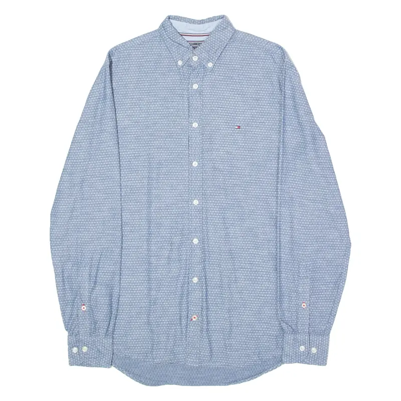 TOMMY HILFIGER Mens Shirt Blue Diamond Long Sleeve S