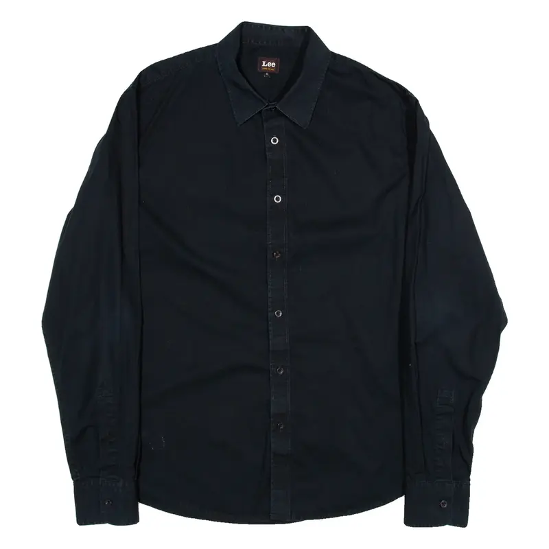 LEE Mens Plain Shirt Black Long Sleeve XL