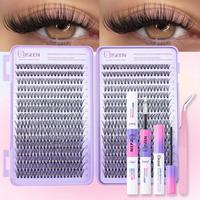 Individual Eyelash Extension Kit, False Eyelashes with Eyelash Glue & Tweezers & Glue Remover, Professional Eye Makeup Access...