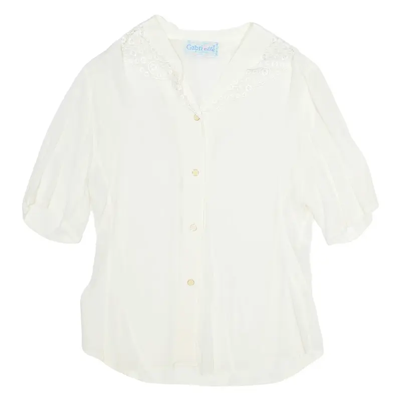 GABRIELLE Womens Blouse Cream V-Neck M
