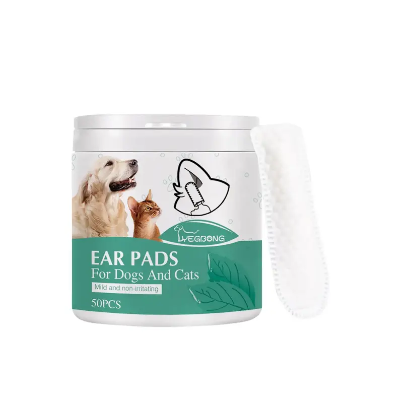 Multi-use Pet Ear Cleaning Pad, 50pcs Pet Ear Cleaning Wipes for Daily Use, Pets Ear Cleaning Supplies, Dog & Cat Grooming Su...
