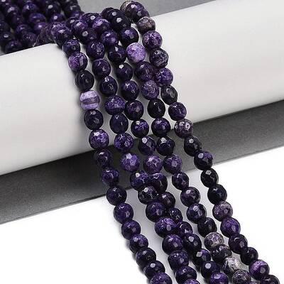 Natural Fire Crackle Agate Beads Strands