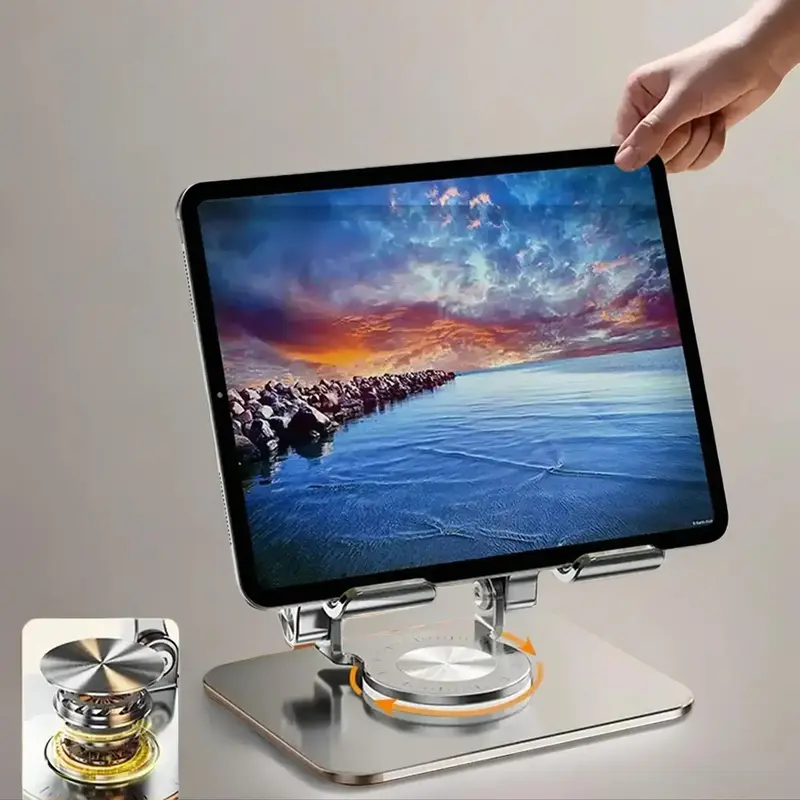 Adjustable Tablet Stand, Durable Anti-slip Smartphone Tablet Holder, 1 Count Rotatable Aluminum Alloy Folding Phone Stan...