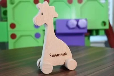 Wooden Toy Car - Giraffe - Personalized - Handmade Montessori Toy