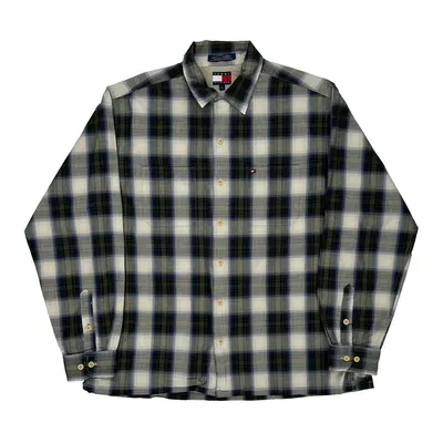 Tommy Hilfiger Checked Flannel Shirt - Large Blue Cotton