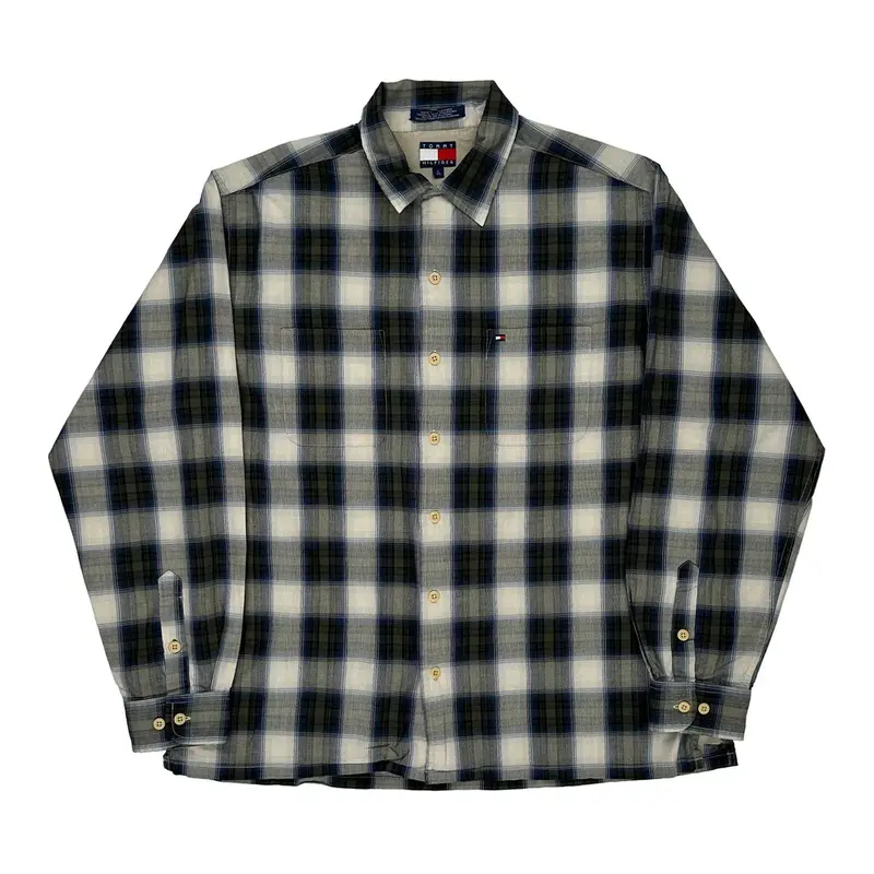 Tommy Hilfiger Checked Flannel Shirt - Large Blue Cotton