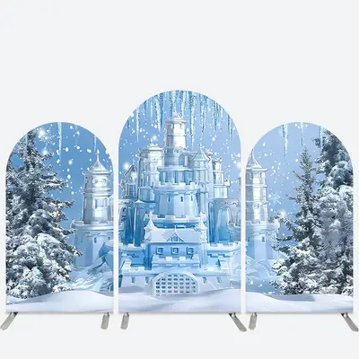 Aperturee Ice Fairy Palace Snow Forest Winter Arch Backdrop Kit | Round Arch Backdrop Cover | Wedding Arch Backdrop | Diy Rou...