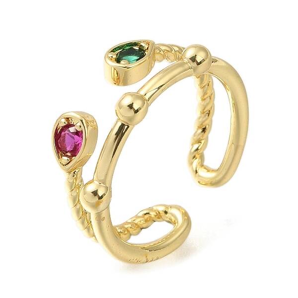 Crab Rack Plating Brass Micro Pave Cubic Zirconia Open Cuff Rings for Women
