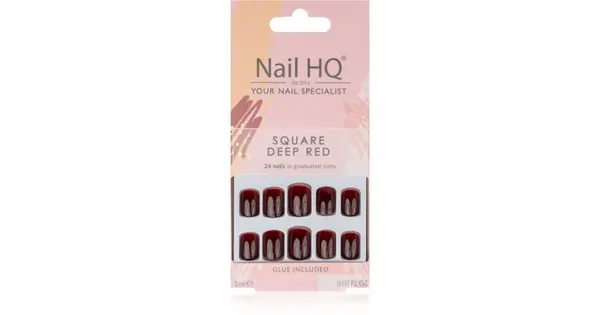 Nail HQ Square False Nails Deep Red 24pcs