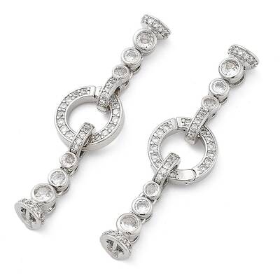 Brass with Clear Cubic Zirconia Fold Over Clasps