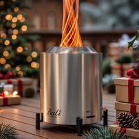 BALI OUTDOORS Smokeless Fire Pit, 6.5-Inch Turbo Flame Tabletop Fire Pit, Stainless Steel, Adjustable Flame,  with Stand and ...