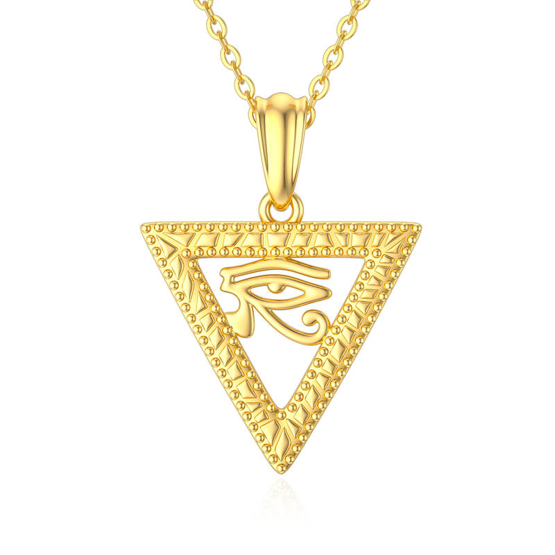 14K Gold Evil Eye & Triangle Pendant Necklace
